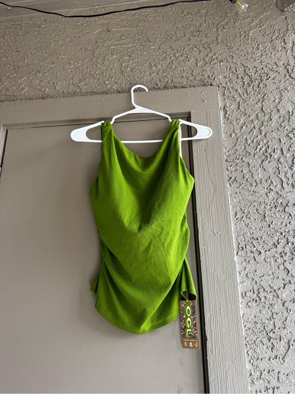 OGL Olive  Draped Sleeveless Built in Bra  Tank Top New with Tags